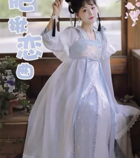 肥啾恋曲汉服女齐胸襦裙汉元素 s码 穿一洗...