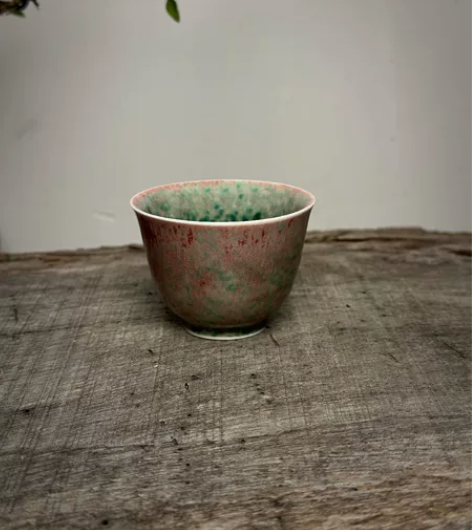 柴窑豇豆红铃铛杯 高温原矿釉 微瑕,特价出...