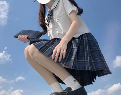 空栗鼠丸原创银线jk格裙套装正版日系学院风...