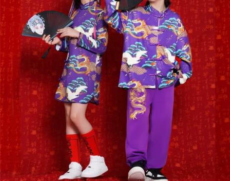 2023新款汉服套装中国风唐装女童旗袍演出...