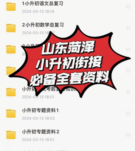 山东省菏泽市小升初升学备考复习资料 菏泽小...