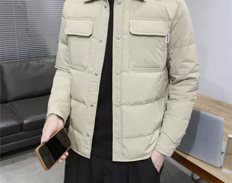 新款白男装鸭绒男士外套翻领羽绒服秋冬季20...