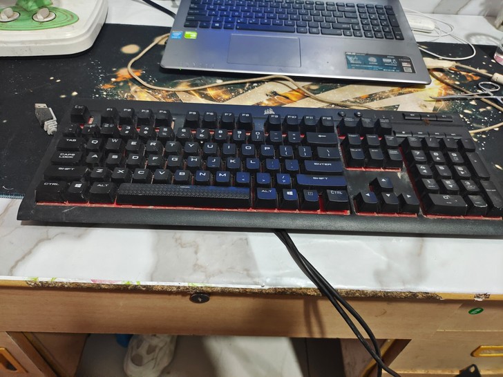 海盗船K68红光红轴机械键盘电竞游戏键盘 ...