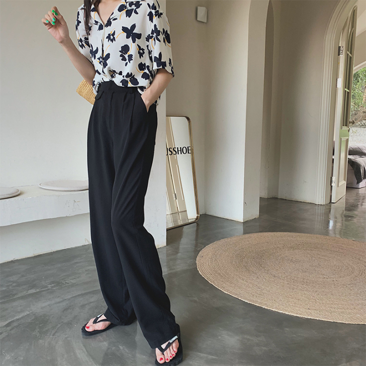 Lexixixi三吉黑花 休闲裤黑色