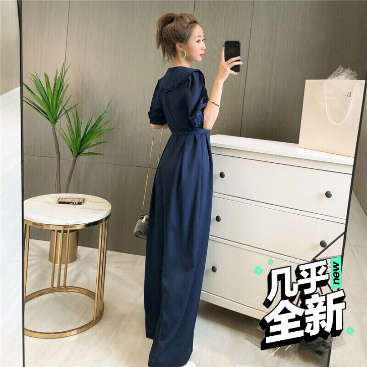 邵夫人气质娃娃领显瘦西装阔腿裤女连体裤夏薄...