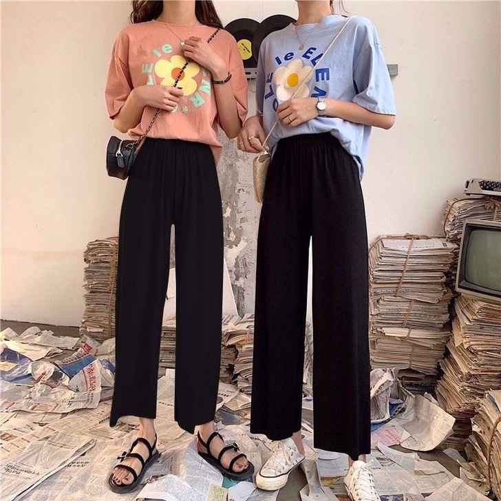 清清清!宽松阔腿裤夏新款百搭高腰显瘦直筒九...