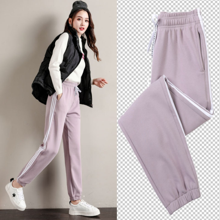 2019新款运动裤女秋冬季加绒加厚裤子宽松...