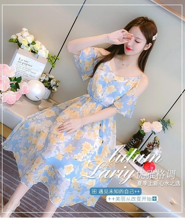 特价夏季吊带雪纺连衣裙女装夏装2021年新...