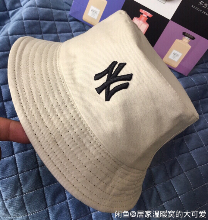 清仓ny双面戴刺绣渔夫帽男女遮阳防晒帽防紫...