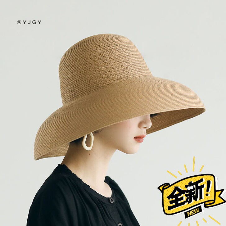 草帽女夏天大檐出游防晒赫本风遮阳帽度假沙滩...
