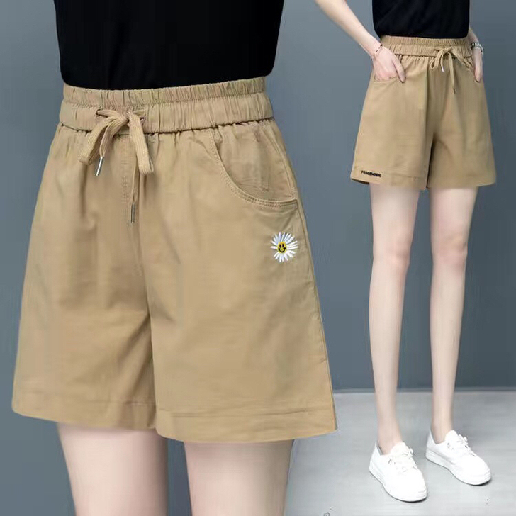 少女纯棉短裤女2021新款夏季薄款宽松高腰...