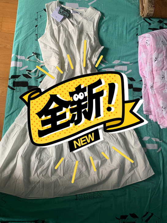 纯棉裙子白色连衣裙白色收腰连衣裙一折清仓！...