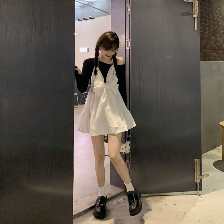 法式复古白色公主裙子小个子两件套潮，包邮