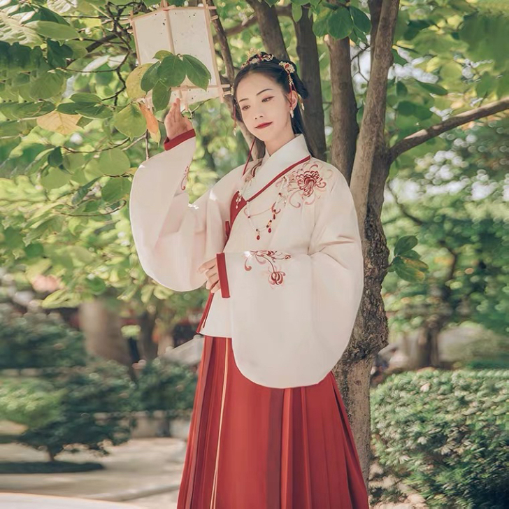 汉尚华莲传统汉服女装芙蓉月刺绣袄裙春秋装绣...