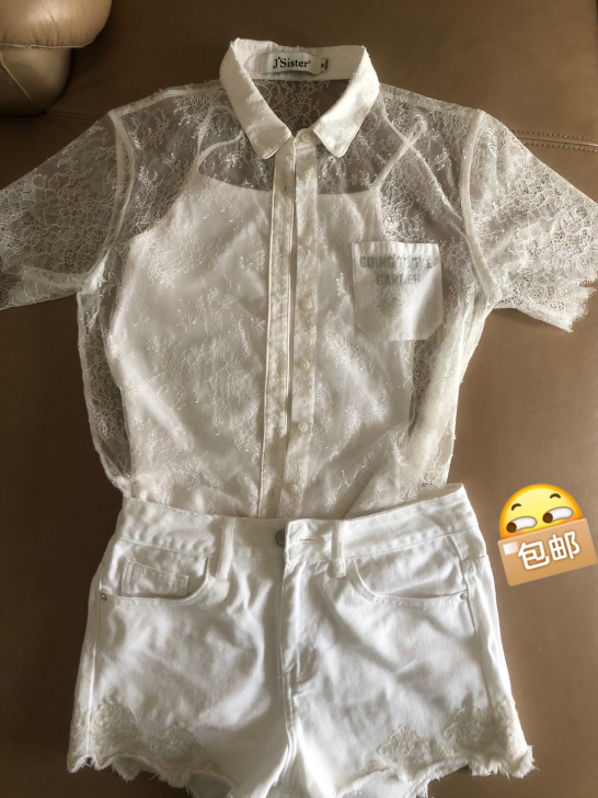 一套包邮，短裤吊带蕾丝短袖，喜欢的美眉看细...