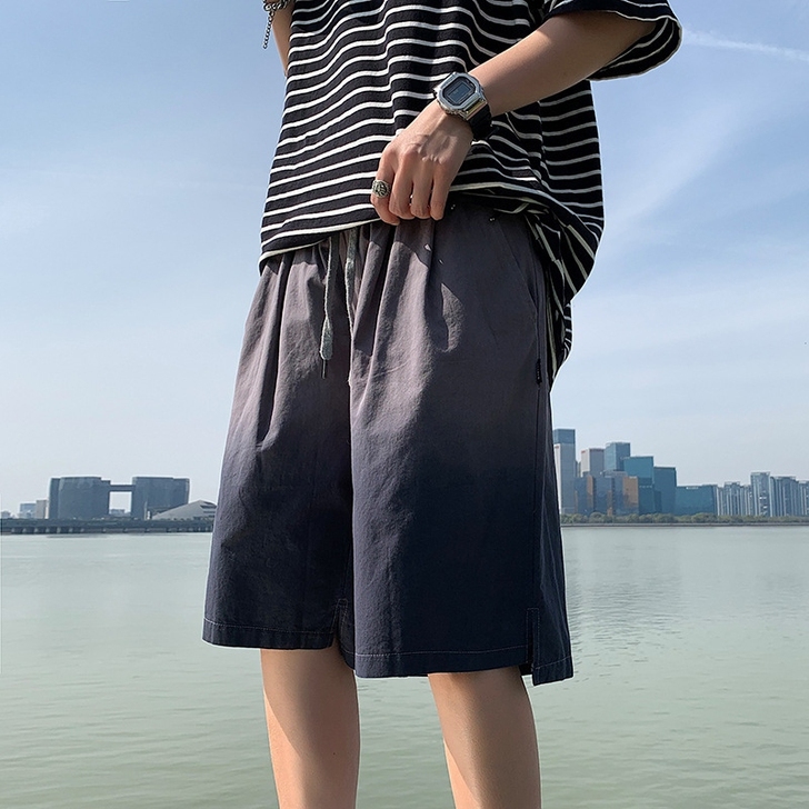 夏季短裤男潮牌ins宽松直筒渐变色五分运动...