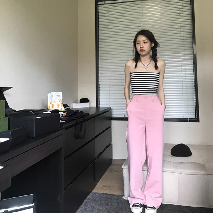 王少女的店黑白条纹抹胸春夏吊带背心内搭设计...