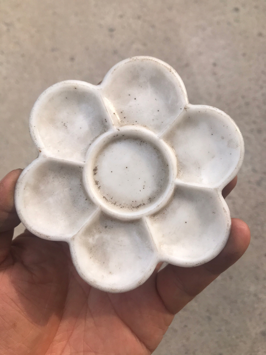 一线收获公私合营时期的老琉璃调色盘一个,东...