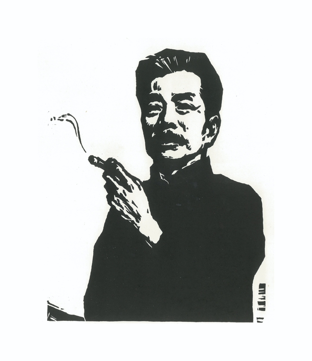 黑白木刻版画，鲁迅