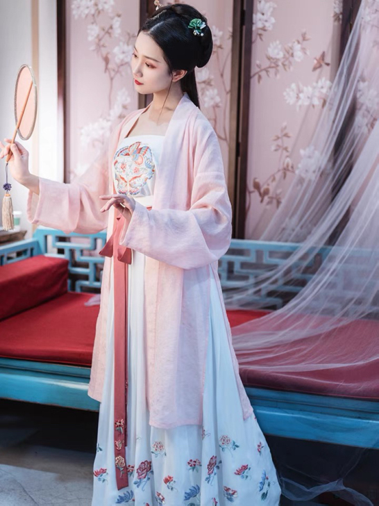 重回汉唐原创汉服女南歌子中国风对襟襦裙褙子...