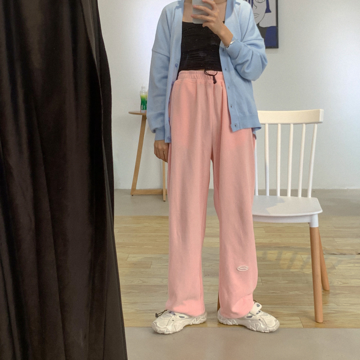 灰色运动休闲卫裤女直筒宽松束脚潮ins显瘦...