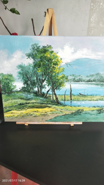 纯手绘油画作品 田园风光 风景画 客厅背景...