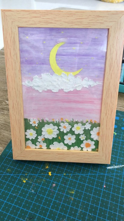 油画紫霞小清新风格设计师手画作品油画棒高尔...