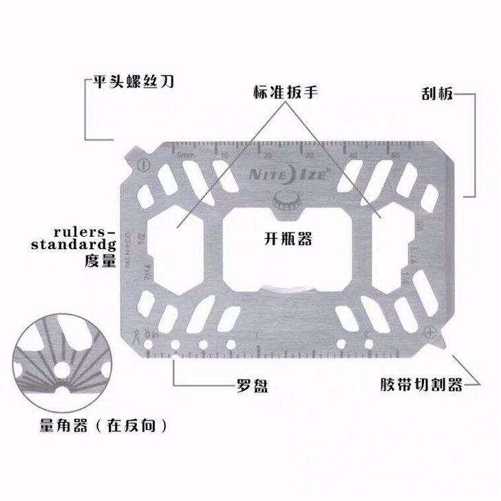美国NiteIZE奈爱不锈钢钱夹军刀卡户外...