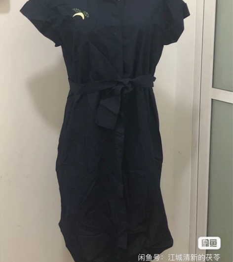 全新带吊牌未知未觉藏青蓝色纯棉连衣裙，15...