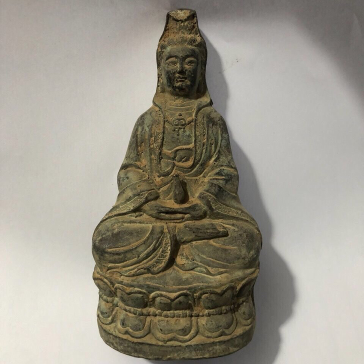 古玩铜器收藏 清乾隆年制南海观音菩萨铜佛像...