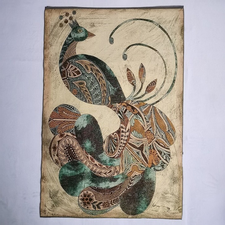 （结缘）唐卡画像孔雀织锦画精致丝绸刺绣画客...