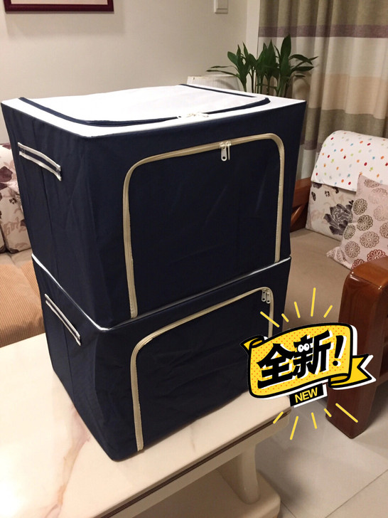 出两个大号布艺收纳箱收纳袋,结实能装