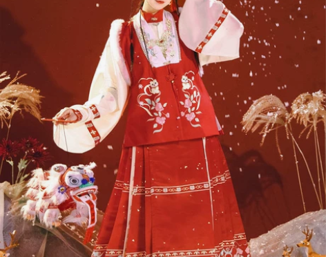 汉服三件套，茗月萱原创汉服明制比甲立领马面...