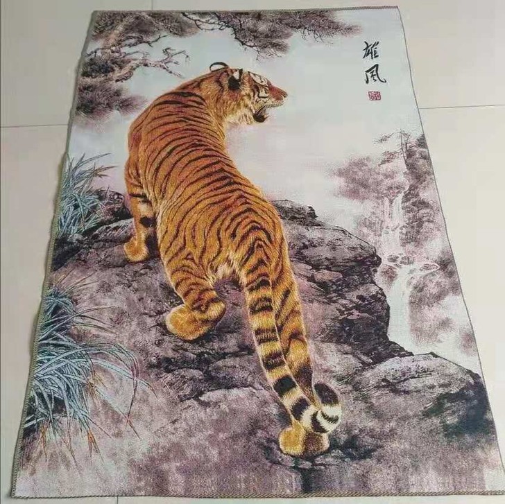 (结缘急售)刺绣画上山虎老虎画雄风图60*...