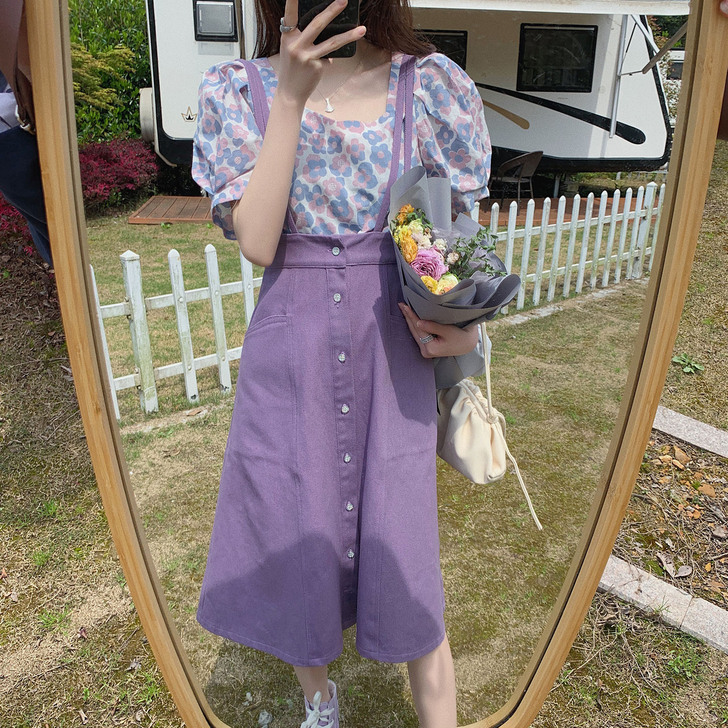 紫色半身裙女春2020年夏季新款韩版a字高...