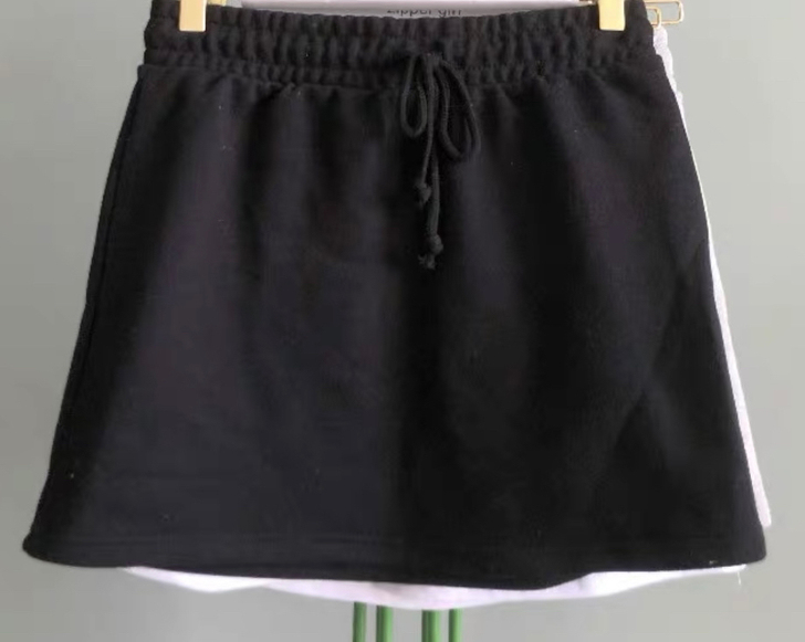 Forever21半身裙A字运动风毛圈松紧...