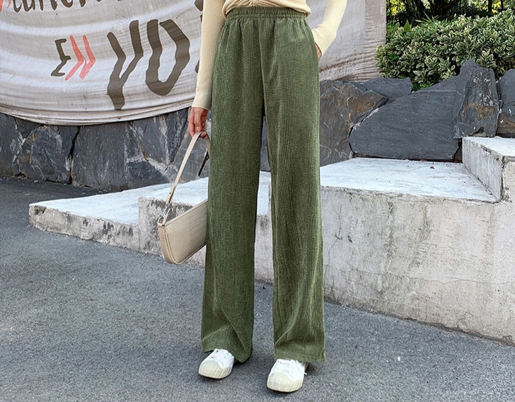 灯芯绒阔腿裤女裤秋冬季高腰加绒休闲宽松垂感...