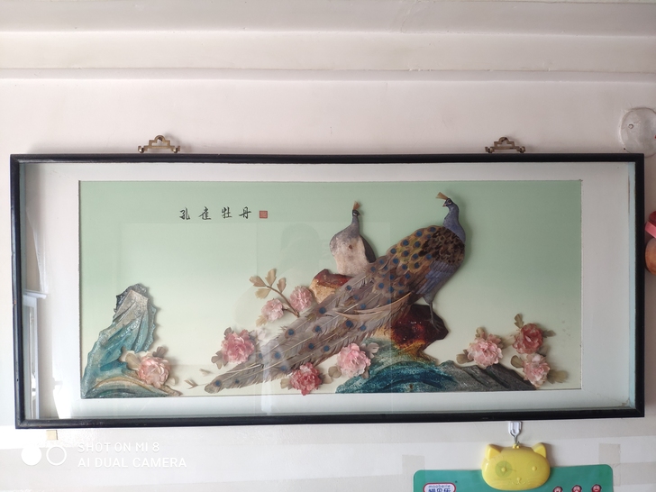 转让羽毛工艺画一幅，长120cm，高50c...