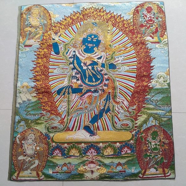 藏式精品唐卡刺绣画 西藏唐卡挂画 金刚亥母...