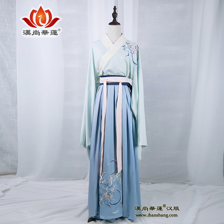 晚蝶汉尚华莲传统汉服女大袖广袖交领襦裙日常...