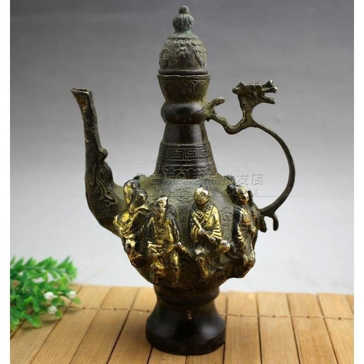 八仙壶老物件古玩杂项精品铜器复古精雕鎏金八...