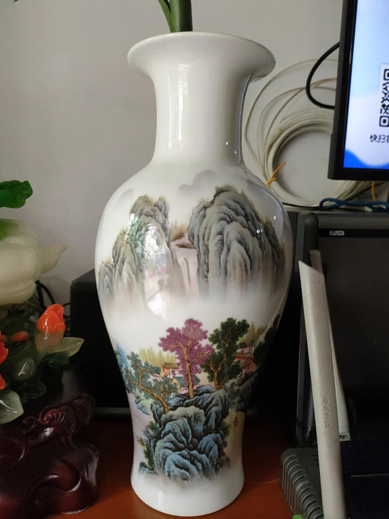 处理景德镇陶瓷器大花瓶客厅摆件插花鸟现代家...