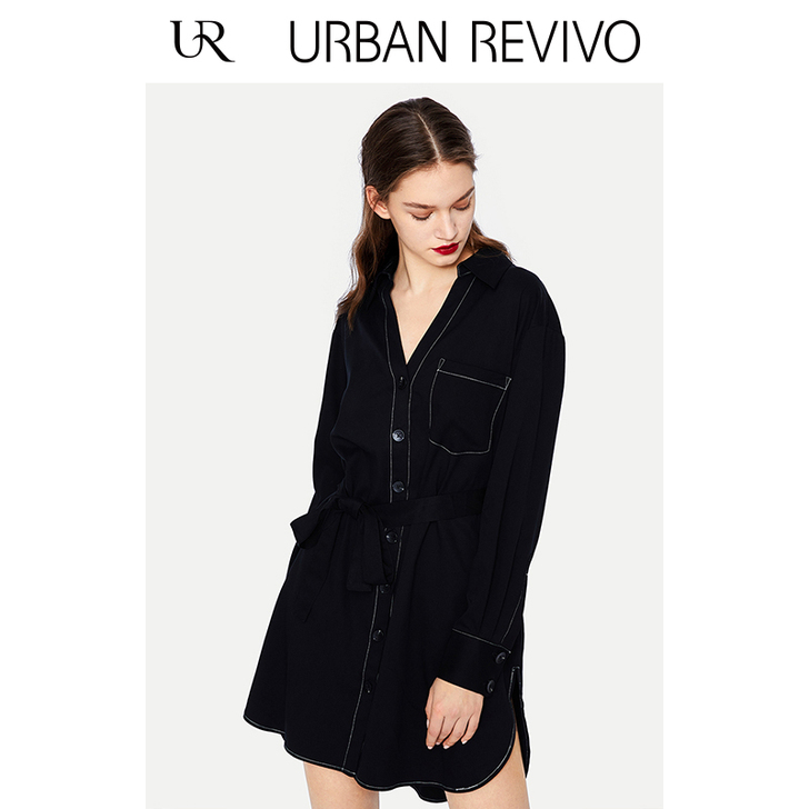 UR2019夏季新品女装都市魅力车线绑带饰...