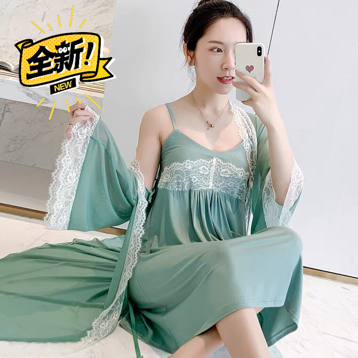 仙女风吊带睡裙家居服两件套