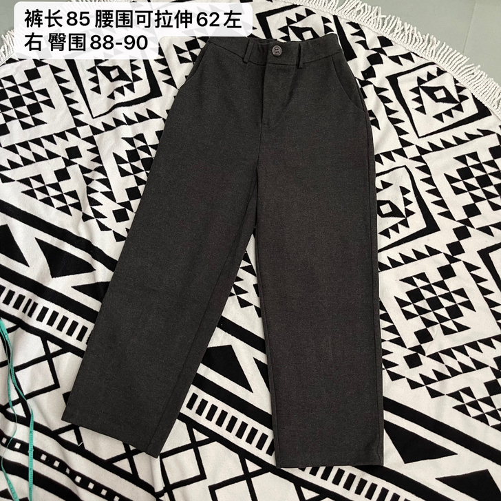 灰色毛呢九分直筒裤 码数S