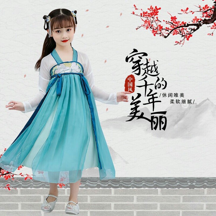 全新包邮  女童汉服襦裙春夏装新款公主裙童...