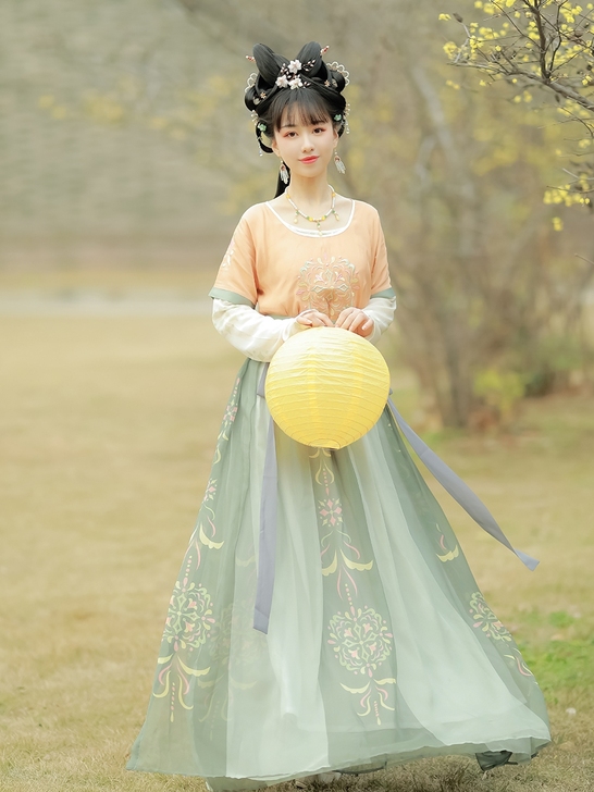 素羽华裳原创芷兮坦领汉服女半臂敦煌风齐腰襦...