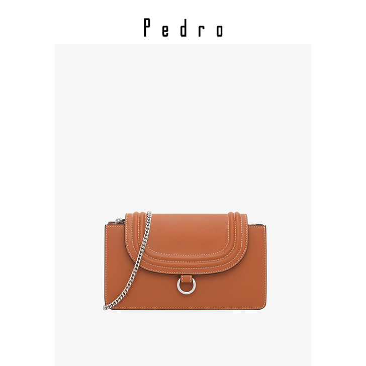 PEDRO 女士牛皮长款钱包圆环链条单肩包...
