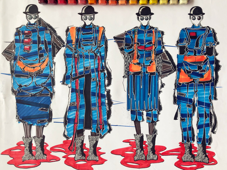 服號工作室|低档品质 马克笔 服装效果图