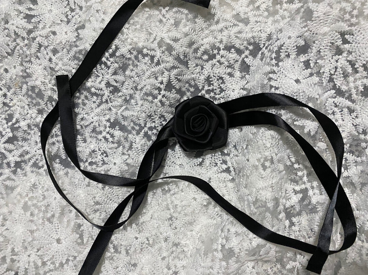 手作玫瑰黑色可当项圈发圈手环